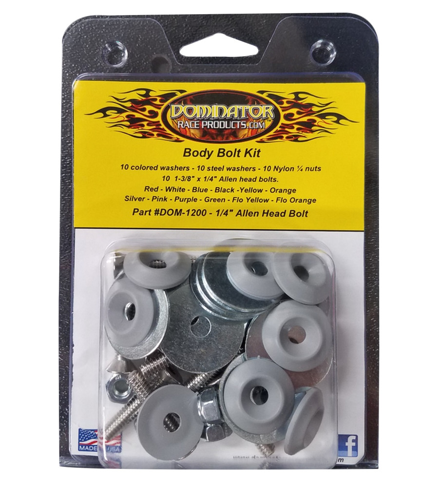 Dominator Race Products Body Bolt Kit Gray Allen Head 1200-A-Gry