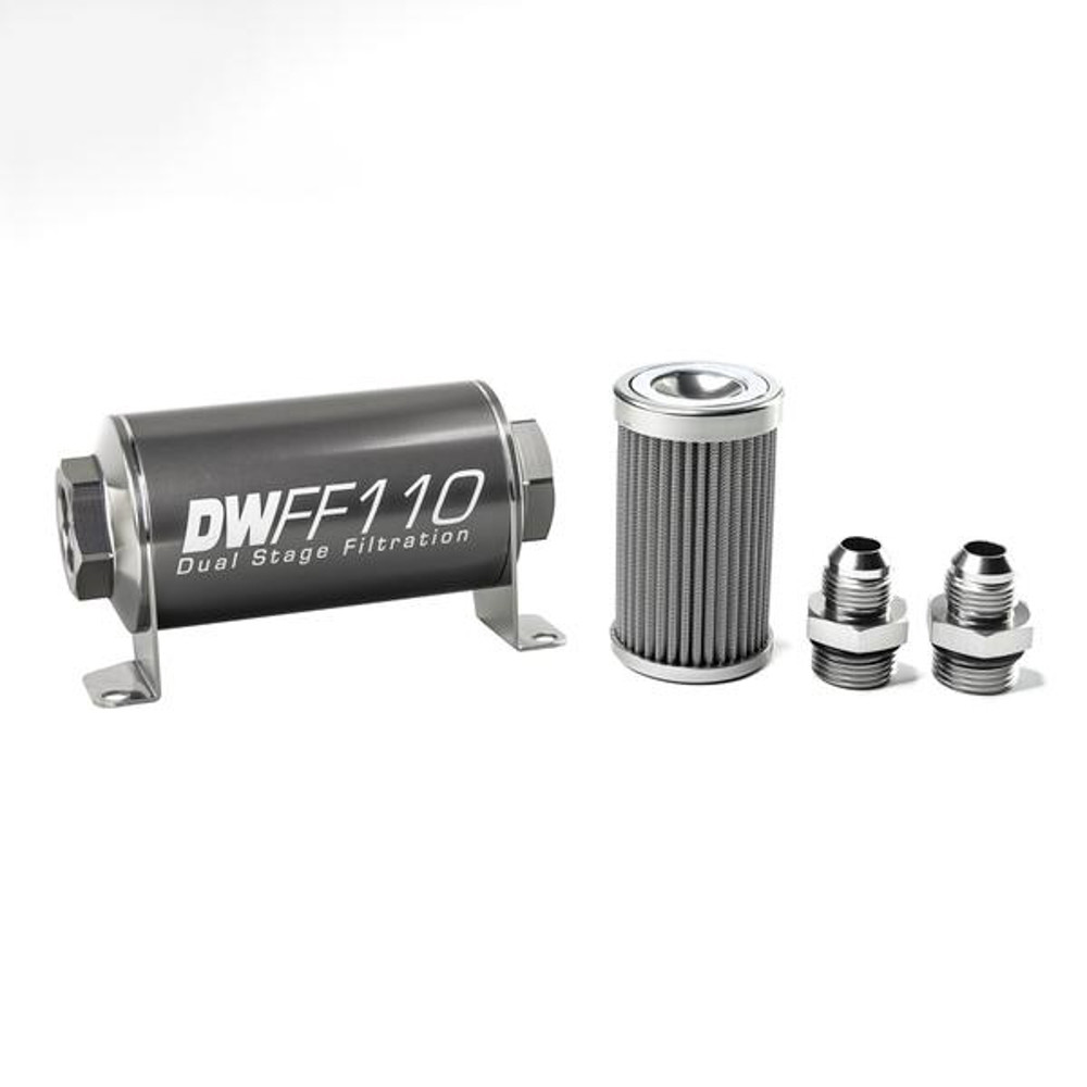 Deatschwerks In-line Fuel Filter Kit 8an 100-Micron DWK8-03-110-100K-8