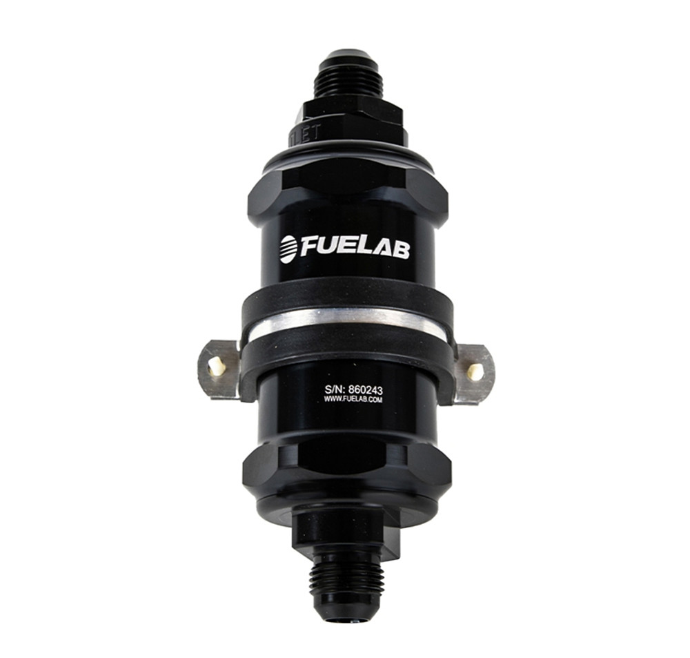 Fuelab Fuel Systems Fuel Filter In-Line 3in 6 Micron 8AN Chk Valve FLB84832-1