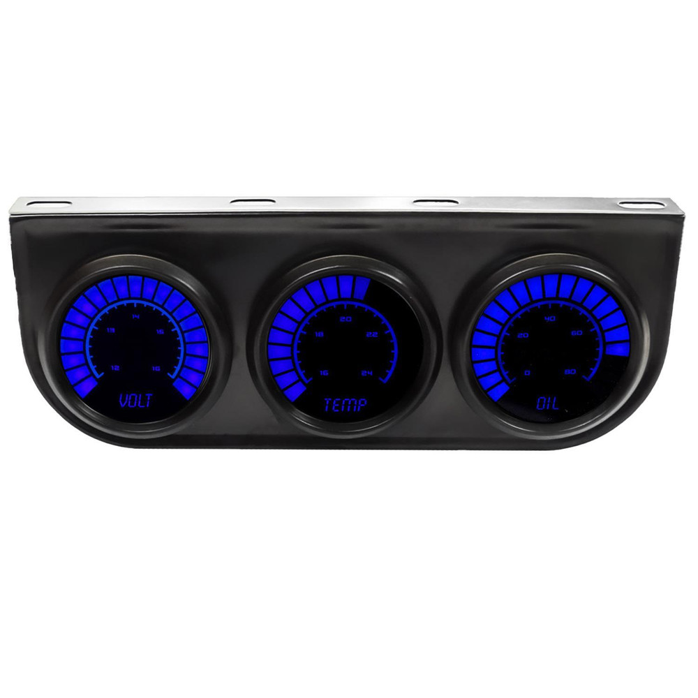 Intellitronix 3 Gauge Kit LED Bargraph Panel 2-1/6 w/Blue LED ITLB9333B