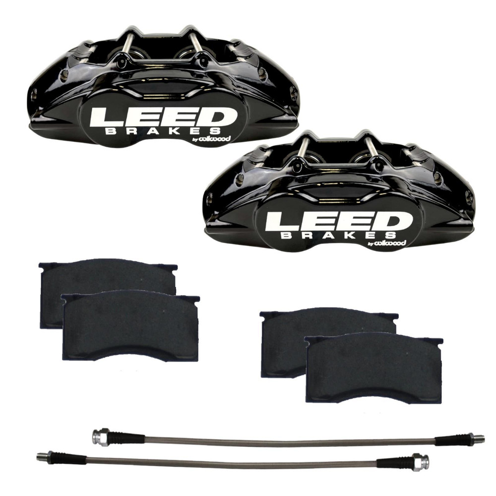 Leed Brakes 64-67 Mustang Brake Caliper/Pad Kit Black LEEBCC0005