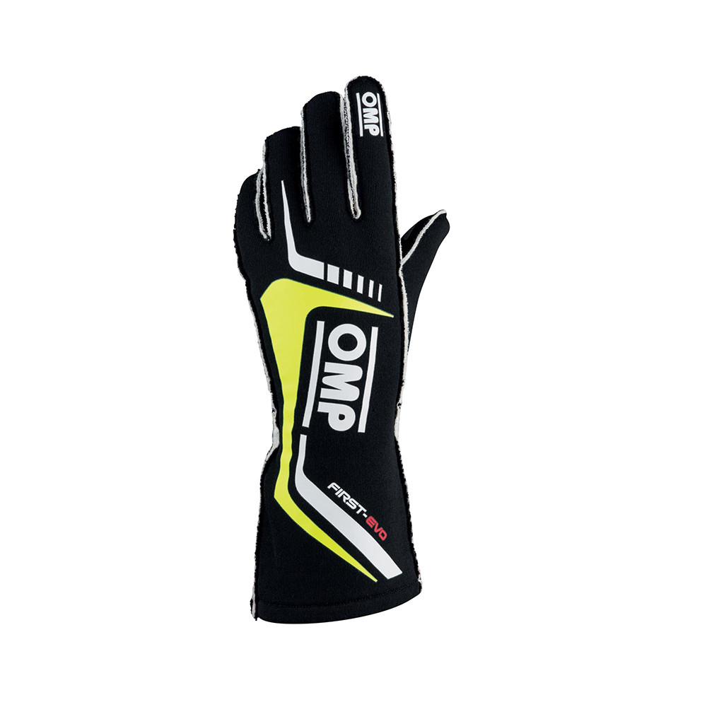 Omp Racing, Inc. First Evo Gloves Black And Yellow Med Ib/767/Ngi/M