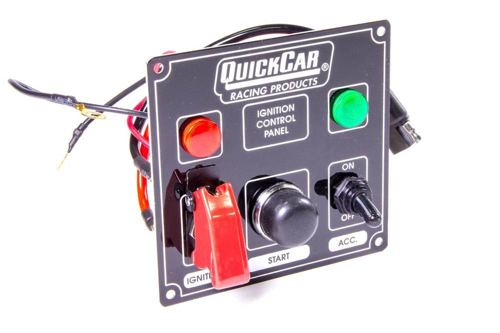 Quickcar Racing Products Ignition Panel Black w/ 2 Acc. & Lights QRP50-823