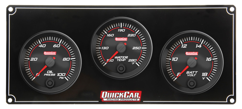 Quickcar Racing Products Redline 3 Gauge Panel OP/WT/VOLT QRP69-3017