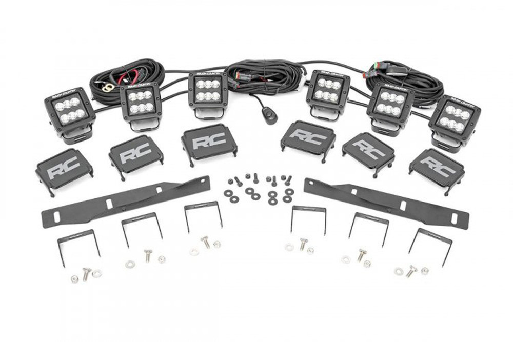 Rough Country Ford Triple LED Fog Ligh t Kit 17-19 F-150 Raptor RCS70700