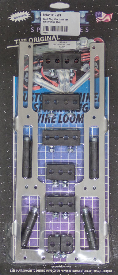 R And M Specialties Spark Plug Wire Loom SBF Satin Vertical Style RMW1105-90S