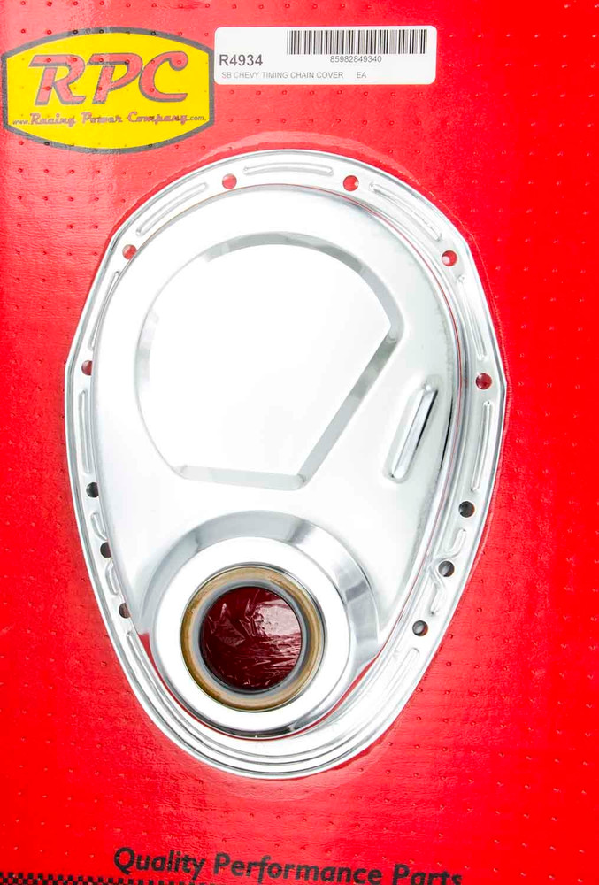Racing Power Co-packaged SBC Steel Timing Chain Cover Chrome RPCR4934