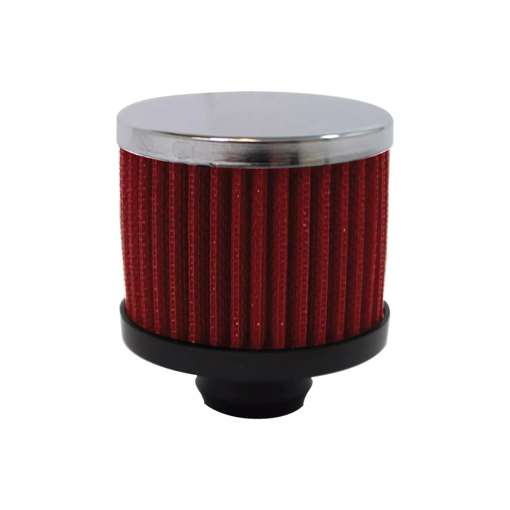 Racing Power Co-packaged Valve Cover Breather 3in Tall Push In Chrome/Red RPCR9308RED