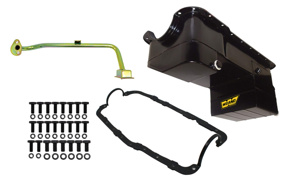 Weiand 7qt Oil Pan Kit RR Sump SBF 351W 79-93 Black WEI5038WND