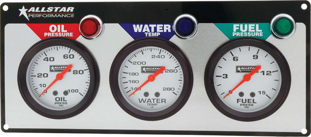 Allstar Performance 3 Gauge Panel All Op/Wt/Fp All80092