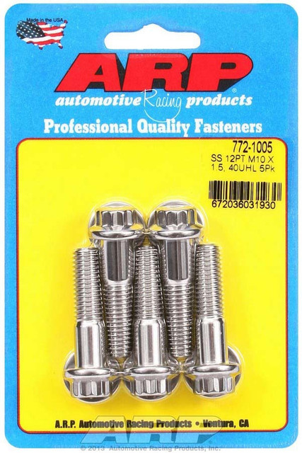 Arp S/S Bolt Kit - 12Pt. (5) 10Mm X 1.5 X 40Mm 772-1005