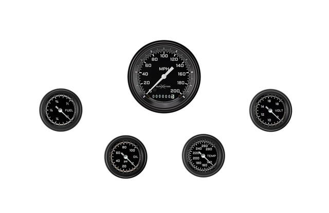 Classic Instruments Autocross Grey 5 Gauge Set 2-1/8 Full Sweep Ax100Gblf