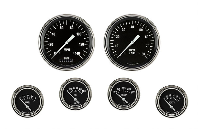 Classic Instruments Hot Rod 6 Gauge Set 2-5/8 Short Sweep Hr251Slf