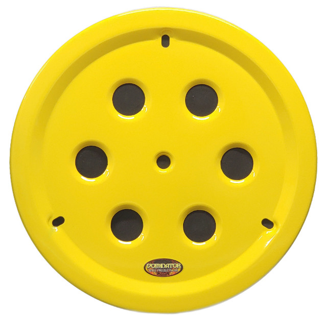 Dominator Race Products Wheel Cover Hole Vent Alum Bolt 15in Yellow DOM1032-B-YE