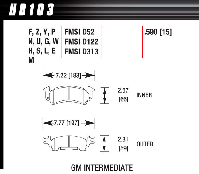 Hawk Brake Full Size GM HT-10 HAWHB103S590