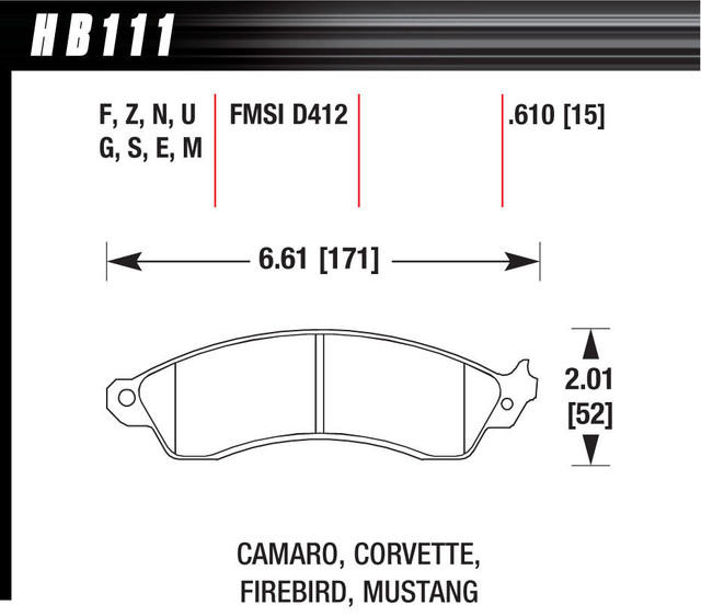 Hawk Brake Performance Street Brake Pads (4) HAWHB111F610
