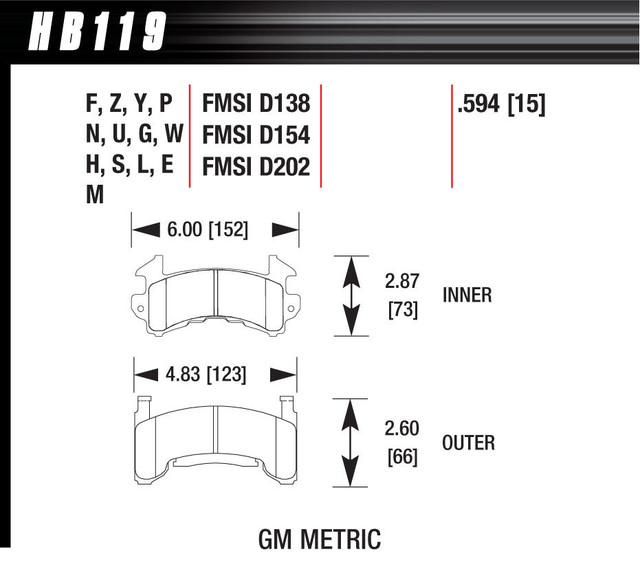 Hawk Brake Performance Street Brake Pads (4) HAWHB119F594