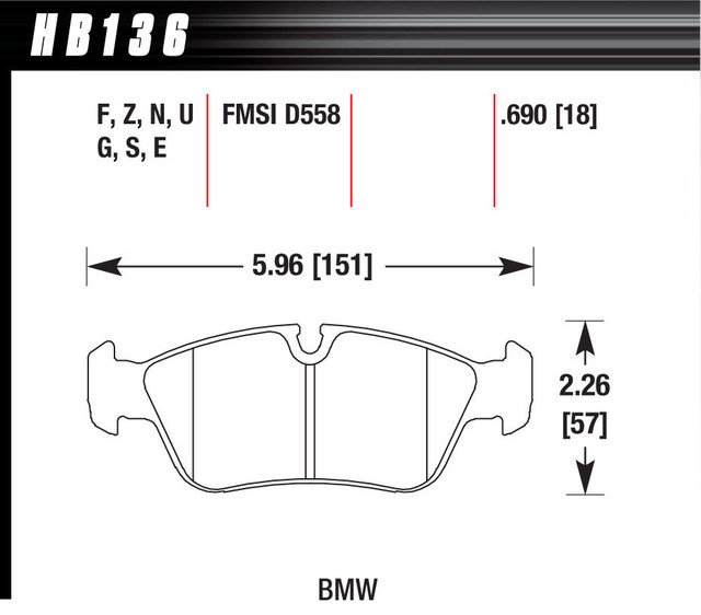 Hawk Brake Brake Pads DTC-60 BMW Front HAWHB136G690
