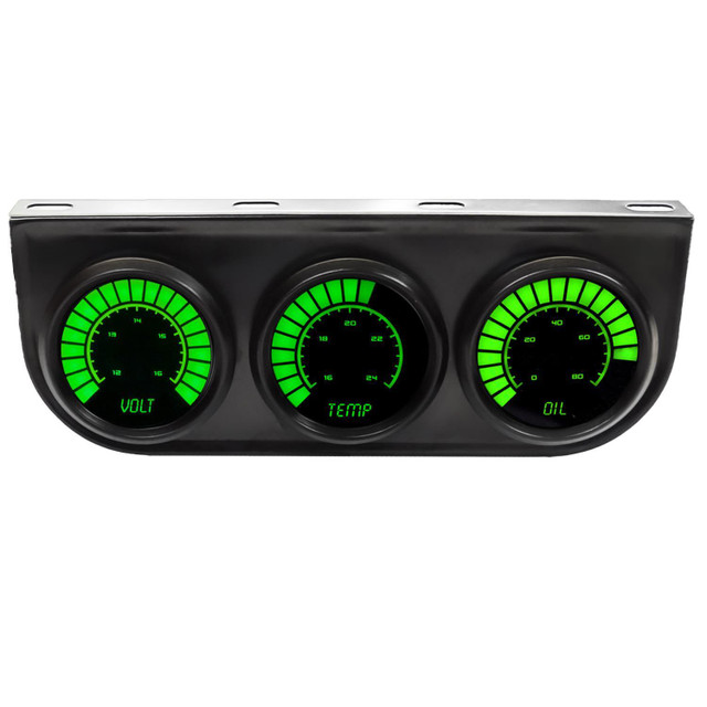 Intellitronix 3 Gauge Kit LED Bargraph Panel 2-1/6 w/Green LED ITLB9333G