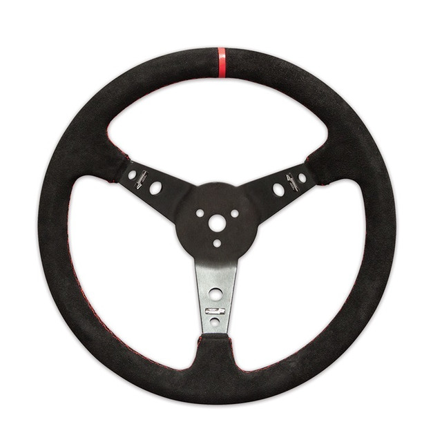 Longacre Steering Wheel 15in Dished Suede Blk Spokes LON52-56797