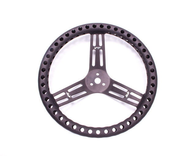 Longacre Streering Wheel 14in Dished Drilled Black LON52-56833