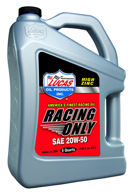 Lucas Oil Sae 20W50 Racing Oil 5 Quart Bottle Luc10621