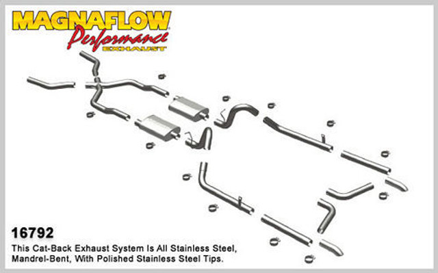 Magnaflow Perf Exhaust 55-57 Chevy Bel Air Crossmember Back Exhaust MAG16792