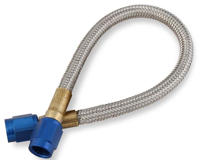Nitrous Oxide Systems Braided Hose - 3an Blue Fittings 8.5in Long NOS15020