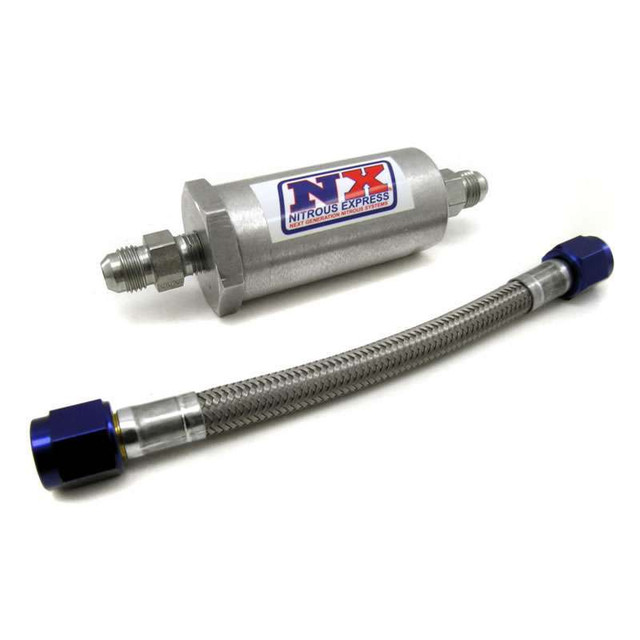 Nitrous Express D-4 Pure-Flo Filter & 7in. Stainless Hose NXS15607