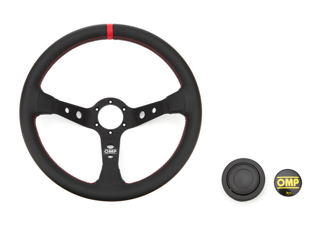 Omp Racing, Inc. Corsica Steering Wheel Black and Red Leather OMPOD0-1956-073