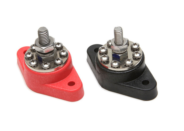 Painless Wiring 8-Point Distribution Blocks (Red/Blk) 1 Each PWI80116