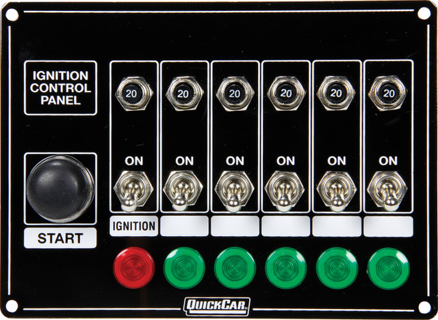 Quickcar Racing Products Ignition Panel w/Start But. 5 Acc. Circut Brkr QRP50-869