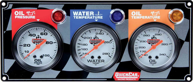 Quickcar Racing Products 3 Gauge Panel OP/WT/OT QRP61-6011