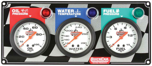 Quickcar Racing Products 3 Gauge Panel OP/WT/FP QRP61-6012