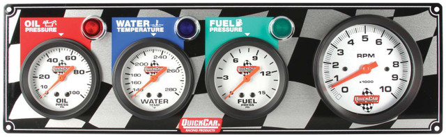 Quickcar Racing Products Gauge Panel OP/WT/FP w/Tach QRP61-60423