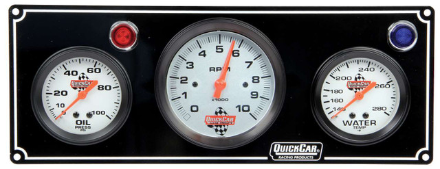 Quickcar Racing Products 2-1 Gauge Panel OP/WT w/ 3in Tach Black QRP61-67313
