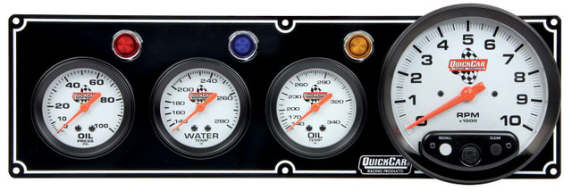 Quickcar Racing Products 3-1 Gauge Panel OP/WT/OT w/5in Tach Black QRP61-6741