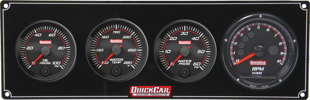 Quickcar Racing Products Redline 3-1 Gauge Panel OP/WT/WP w/Recall Tach QRP69-3046