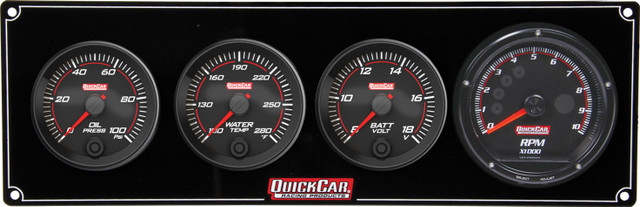 Quickcar Racing Products Redline 3-1 Gauge Panel OP/WT/Volt w/Recall Tach QRP69-3047