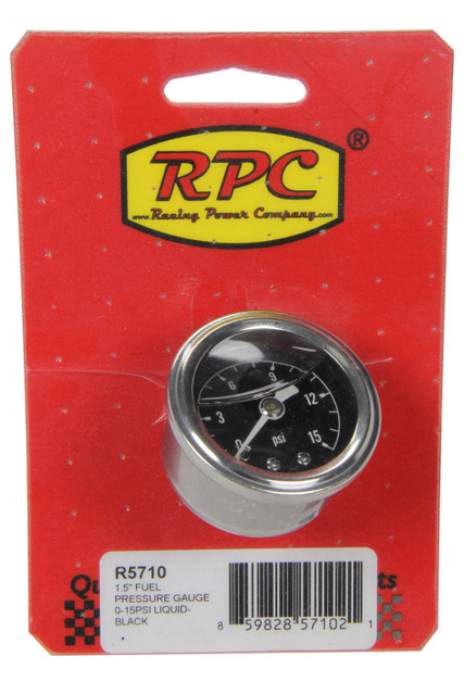 Racing Power Co-packaged Liquid Filled Gauge Fuel Pressure 0-15 PSI RPCR5710