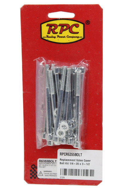 Racing Power Co-packaged Replacement Valve Cover Bolt Kit 1/4-20 x 3-1/2 RPCR6355BOLT Racing Power Co-packaged Replacement Valve Cover Bolt Kit 1/4-20 x 3-1/2 RPCR6355BOLT