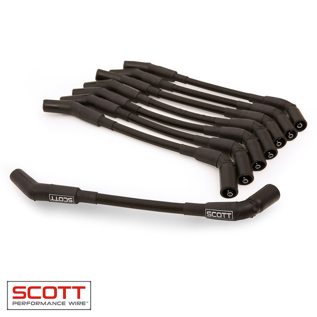 Scott Performance GM LS Spark Plug Wire Set 45-Degree - Black SPWCH-LS-S-1