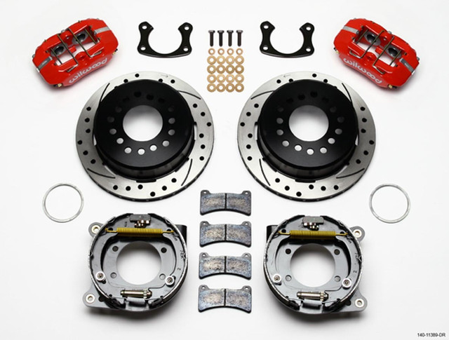 Wilwood Rear Disc Brake Kit Big Ford Red Caliper Drilled WIL140-11389-DR