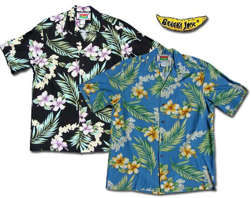 O'Lei Hibiscus -Blue -  Men's 100% Rayon Hawaiian Shirt