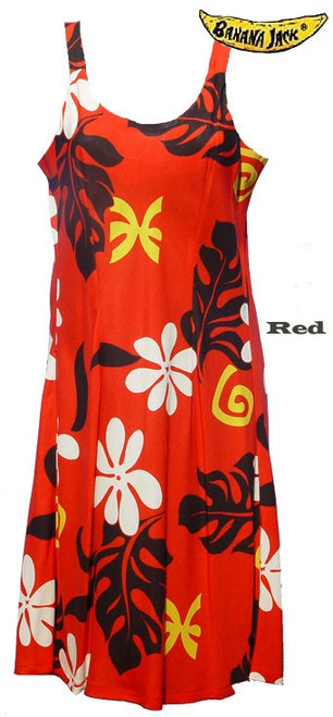 Red Tahiti Spaghetti Strap Hawaiian Dress