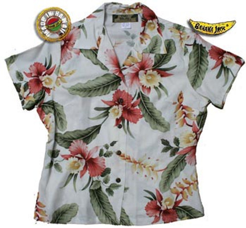 Hana Heliconia Womens Fitted Hawaiian Shirt