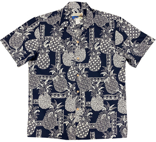 Pineapple Tapa Navy - 100% Cotton