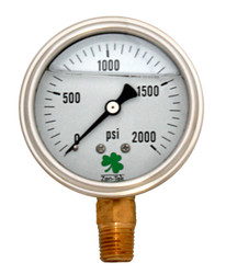 Glycerin Liquid Filled Pressure Gauge, 2000 PSI