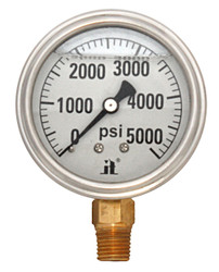 Glycerin Liquid Filled Pressure Gauge, 5000 PSI