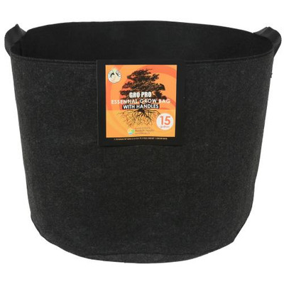 Gro Pro Essential Round Fabric Pot w/ Handles 15 Gallon - Black (48/Cs)